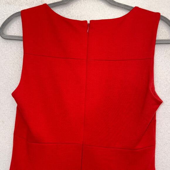 Banana Republic Ponte Fit Flare Dress Sz 4 Red Tomato Sauce Office Siren Preppy‎ - Picture 5 of 9